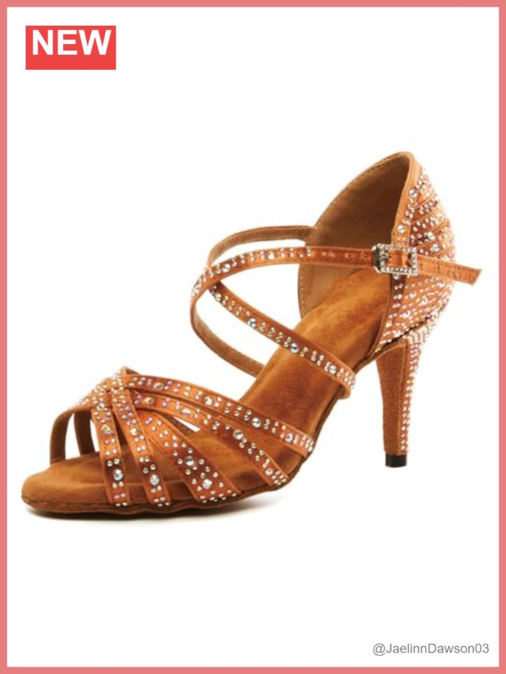 Women's Rhinestone Latin Salsa Ballroom Dance Shoes Suede Sole Stiletto Heel